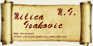 Milica Isaković vizit kartica
